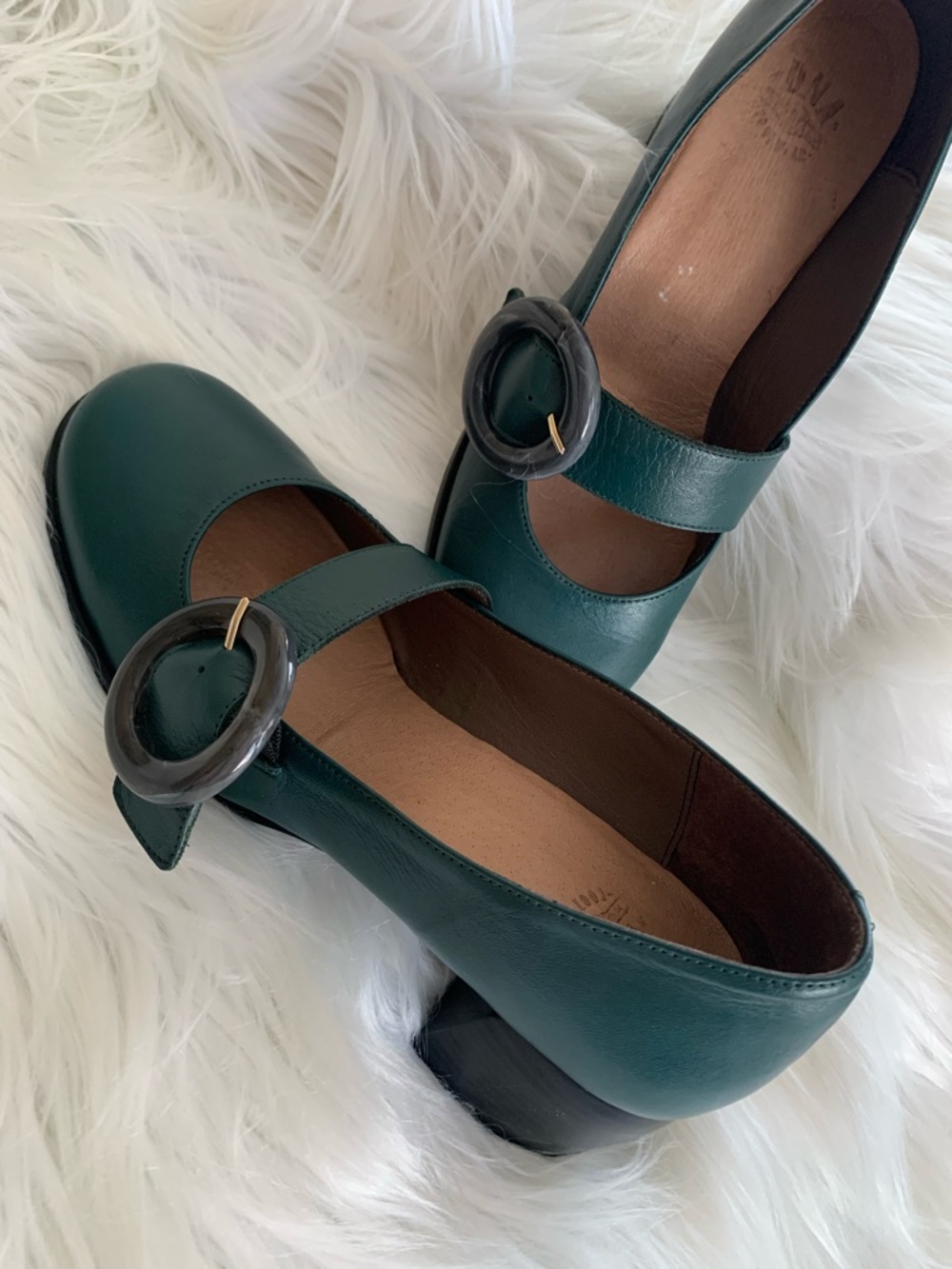 DNA footwear “Mary Jane” deep green leather block heel shoes Size 39 VVGUC - Picture 2 of 16